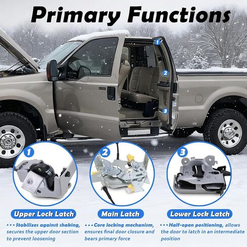 مزلاج قفل الباب الخلفي وكابل جانب السائق الأيسر متوافق مع 1999-2007 Ford F250 F350 F450 F550 Super Duty المزالج العلوية والسفلية تحل محل مجموعة المزالج # 6C3Z-28264A01-A 6C3Z28264A01A in Kuwait