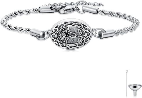 Midari Birth Flowers Urn Necklace for Ashes S925 Sterling Silver 12 Month Pendant Cremation Jewelry for Ashes with w/Funnel Filler Memorial Keepsake Jewelry for Women in Saudi Arabia