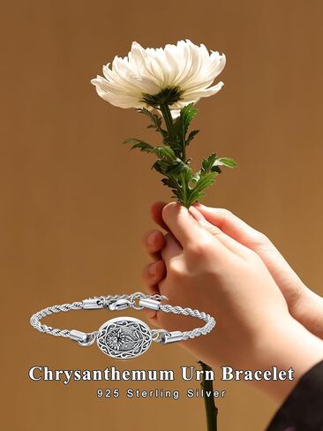 Midari Birth Flowers Urn Necklace for Ashes S925 Sterling Silver 12 Month Pendant Cremation Jewelry for Ashes with w/Funnel Filler Memorial Keepsake Jewelry for Women in Saudi Arabia
