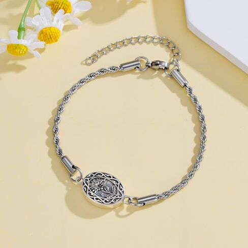 Midari Birth Flowers Urn Necklace for Ashes S925 Sterling Silver 12 Month Pendant Cremation Jewelry for Ashes with w/Funnel Filler Memorial Keepsake Jewelry for Women in Saudi Arabia