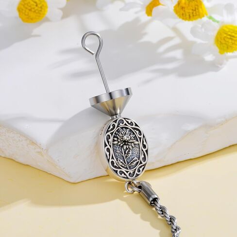 Midari Birth Flowers Urn Necklace for Ashes S925 Sterling Silver 12 Month Pendant Cremation Jewelry for Ashes with w/Funnel Filler Memorial Keepsake Jewelry for Women in Saudi Arabia