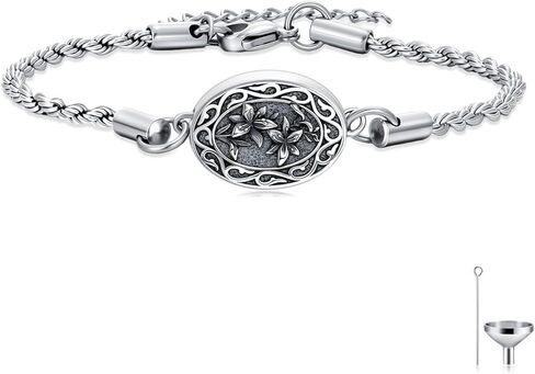 Midari Birth Flowers Urn Necklace for Ashes S925 Sterling Silver 12 Month Pendant Cremation Jewelry for Ashes with w/Funnel Filler Memorial Keepsake Jewelry for Women in Saudi Arabia