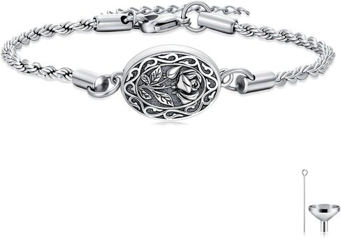 Midari Birth Flowers Urn Necklace for Ashes S925 Sterling Silver 12 Month Pendant Cremation Jewelry for Ashes with w/Funnel Filler Memorial Keepsake Jewelry for Women in Saudi Arabia