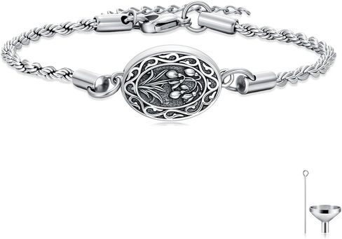 Midari Birth Flowers Urn Necklace for Ashes S925 Sterling Silver 12 Month Pendant Cremation Jewelry for Ashes with w/Funnel Filler Memorial Keepsake Jewelry for Women in Saudi Arabia
