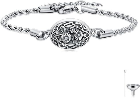 Midari Birth Flowers Urn Necklace for Ashes S925 Sterling Silver 12 Month Pendant Cremation Jewelry for Ashes with w/Funnel Filler Memorial Keepsake Jewelry for Women in Saudi Arabia