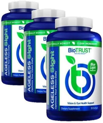BioTRUST Ageless Sight، حماية من الضوء الأزرق، يعزز صحة العين المثلى، الأداء البصري وصحة الدماغ، دعم إجهاد العين الرقمي، غير معدل وراثيًا، خالي من الغلوتين، 30 مادة هلامية ناعمة in Kuwait