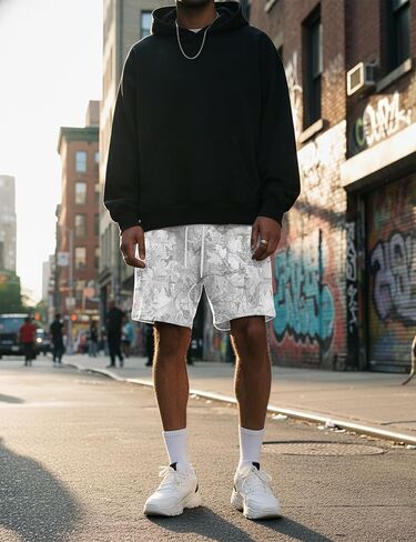 Ythomm Camo Athletic Shorts Men Maple Leaf Print Drawstring Elastic Waist Sweat Shorts Baggy Workout Gym Shorts with Pockets in Saudi Arabia