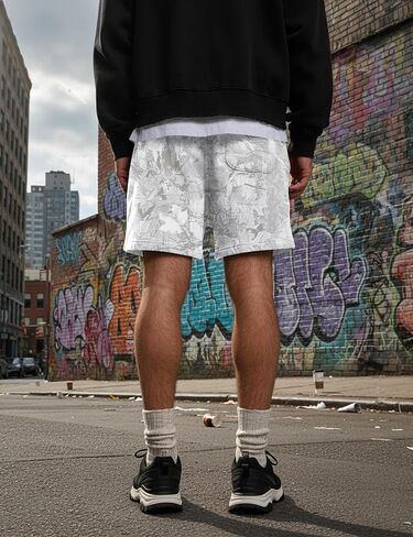 Ythomm Camo Athletic Shorts Men Maple Leaf Print Drawstring Elastic Waist Sweat Shorts Baggy Workout Gym Shorts with Pockets in Saudi Arabia