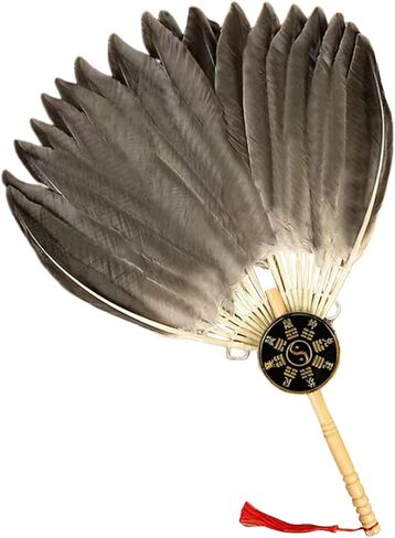 Zhuge Liang Feather Fan for Dance, Handheld Accessory for Men, Style F in Saudi Arabia