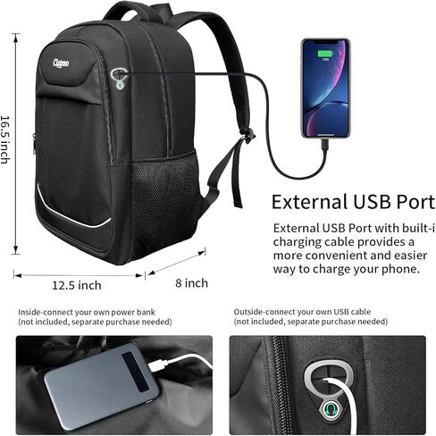 Travel Backpack, Anti Theft Durable Men Laptop Backpack with USB Port & organizer, Water Resistant Computer Bookbag,Carry on Luggage for Men Fits 15.6 Inch Tablet - Black in Saudi Arabia
