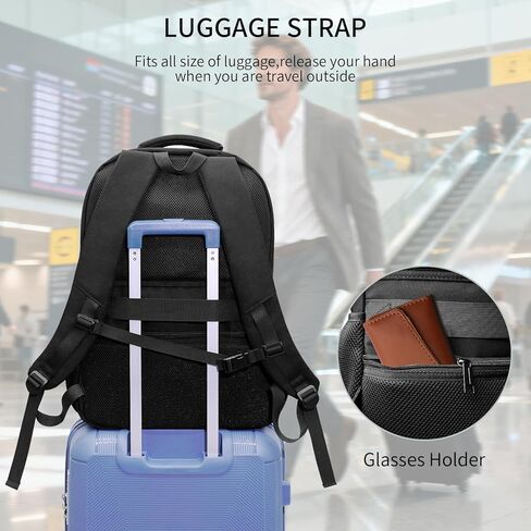 Travel Backpack, Anti Theft Durable Men Laptop Backpack with USB Port & organizer, Water Resistant Computer Bookbag,Carry on Luggage for Men Fits 15.6 Inch Tablet - Black in Saudi Arabia