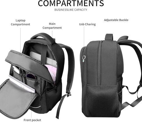 Travel Backpack, Anti Theft Durable Men Laptop Backpack with USB Port & organizer, Water Resistant Computer Bookbag,Carry on Luggage for Men Fits 15.6 Inch Tablet - Black in Saudi Arabia