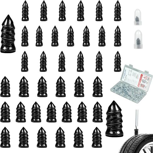 40PCS Tire Repair Rubber Nails, Vacuum Tire Plug Kit, 3rd Gen Steel Core Self-Service Screw Plugs, Emergency Flat Tire Repair Tool for Heavy Duty Truck ATV/UTV Golf Cart Motorcycle in Saudi Arabia