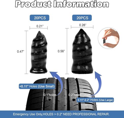 40PCS Tire Repair Rubber Nails, Vacuum Tire Plug Kit, 3rd Gen Steel Core Self-Service Screw Plugs, Emergency Flat Tire Repair Tool for Heavy Duty Truck ATV/UTV Golf Cart Motorcycle in Saudi Arabia