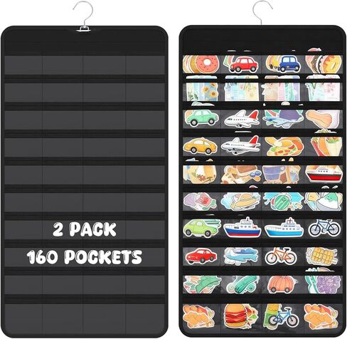 عبوتان من الملصقات المعلقة، مزدوجة الجوانب مع 80 جيبًا لكل منها للملصقات والشارات والحرف اليدوية - مثالية للبيع بالتجزئة والمدارس والمكتبات والمعارض وأحداث البائعين in Kuwait