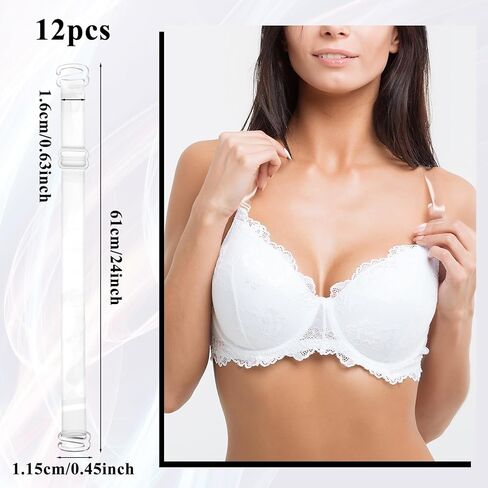 Larrel 6 Pairs Clear Bra Straps, Invisible Adjustable Bra Strap, Clear Non-Slip Shoulder Strap, Transparent Shoulder Straps for Women in Saudi Arabia