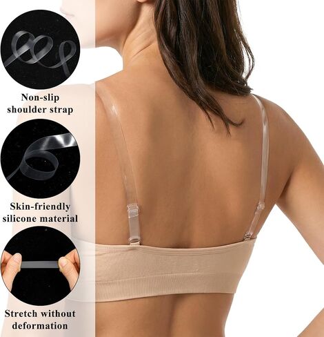 Larrel 6 Pairs Clear Bra Straps, Invisible Adjustable Bra Strap, Clear Non-Slip Shoulder Strap, Transparent Shoulder Straps for Women in Saudi Arabia