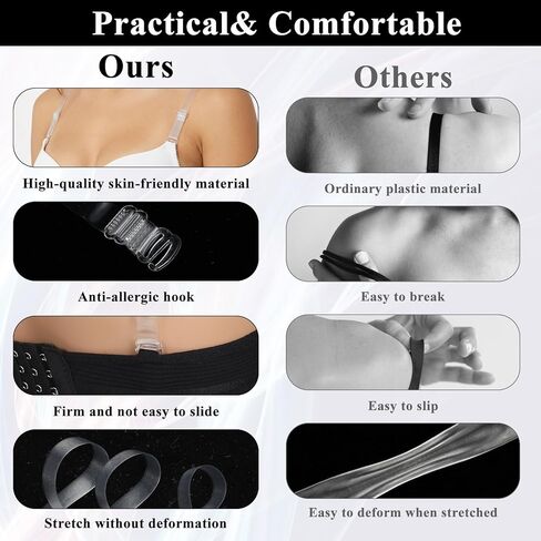 Larrel 6 Pairs Clear Bra Straps, Invisible Adjustable Bra Strap, Clear Non-Slip Shoulder Strap, Transparent Shoulder Straps for Women in Saudi Arabia