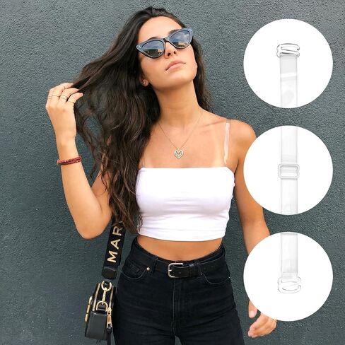 Larrel 6 Pairs Clear Bra Straps, Invisible Adjustable Bra Strap, Clear Non-Slip Shoulder Strap, Transparent Shoulder Straps for Women in Saudi Arabia