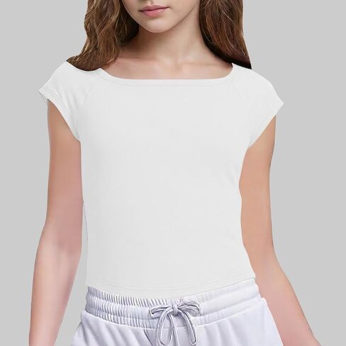 Girls Cute Shirt Short Sleeve Crewneck T Shirts Summer Slim Fit Soft Tops Comfort Breathable Everyday Tee Blouses in Saudi Arabia
