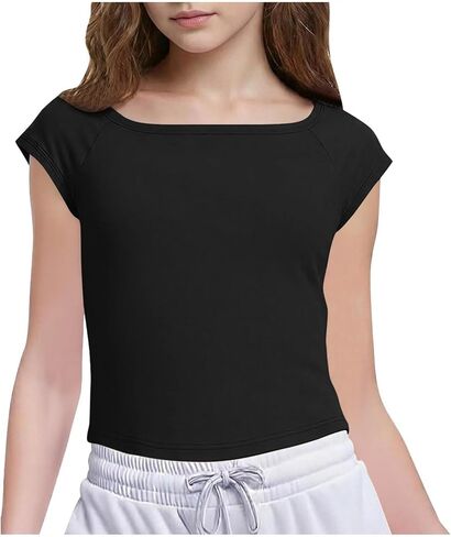 Girls Cute Shirt Short Sleeve Crewneck T Shirts Summer Slim Fit Soft Tops Comfort Breathable Everyday Tee Blouses in Saudi Arabia