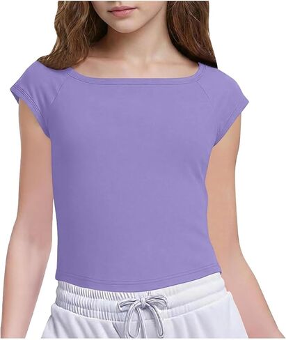 Girls Cute Shirt Short Sleeve Crewneck T Shirts Summer Slim Fit Soft Tops Comfort Breathable Everyday Tee Blouses in Saudi Arabia