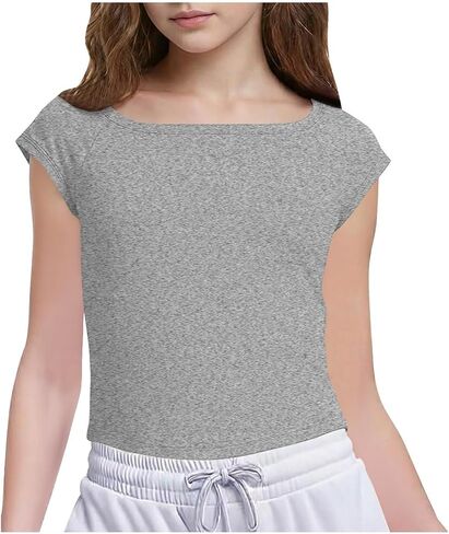 Girls Cute Shirt Short Sleeve Crewneck T Shirts Summer Slim Fit Soft Tops Comfort Breathable Everyday Tee Blouses in Saudi Arabia