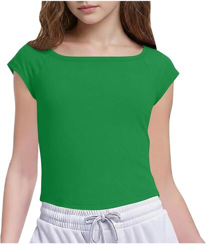 Girls Cute Shirt Short Sleeve Crewneck T Shirts Summer Slim Fit Soft Tops Comfort Breathable Everyday Tee Blouses in Saudi Arabia