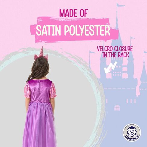 Liontouch - Unicorn Princess Dress for Girls - 3-6 Years, One Size | Magical Costume with Unicorn, Flowers & Sparkling Details | Soft & Comfortable Outfit for Royal Dress-Up & Fairytale Pretend Play in Saudi Arabia