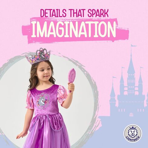 Liontouch - Unicorn Princess Dress for Girls - 3-6 Years, One Size | Magical Costume with Unicorn, Flowers & Sparkling Details | Soft & Comfortable Outfit for Royal Dress-Up & Fairytale Pretend Play in Saudi Arabia