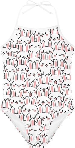 KiuLoam Cute Cartoon Bunny Girls One-Piece Swimsuit Quick Dry Beach Swim Bathing Suit for 3-8 Years Little Girls in Kuwait