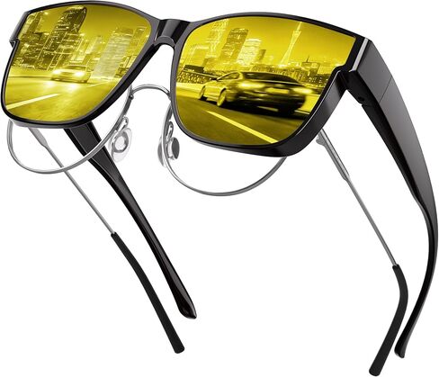 نظارات الرؤية الليلية XVXV مناسبة للرجال والنساء - عدسات مستقطبة مضادة للوهج عالية الدقة باللون الأصفر للقيادة الليلية in Kuwait