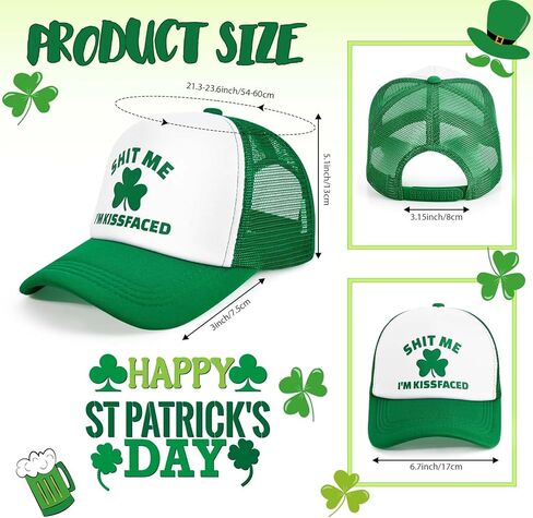 4 Pcs St. Patrick's Day Hats Bulk Shamrock Baseball Caps Irish Green Trucker Hat Breathable Mesh Tactical Cap Adjustable Green Cap for Men Women Saint Patrick's Day Accessories in Kuwait