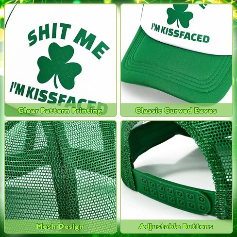 4 Pcs St. Patrick's Day Hats Bulk Shamrock Baseball Caps Irish Green Trucker Hat Breathable Mesh Tactical Cap Adjustable Green Cap for Men Women Saint Patrick's Day Accessories in Kuwait