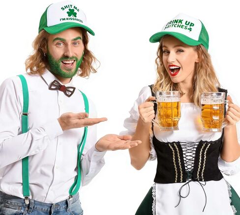 4 Pcs St. Patrick's Day Hats Bulk Shamrock Baseball Caps Irish Green Trucker Hat Breathable Mesh Tactical Cap Adjustable Green Cap for Men Women Saint Patrick's Day Accessories in Kuwait