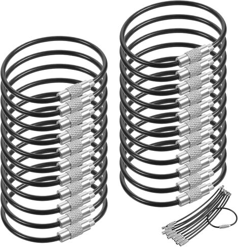 200pcs wire keychain cable stainless steel wire keychain cable key rings bulk metal wires luggage tag cables mini backpack keychains loop key rings for car keys diy keychains hardware in Saudi Arabia