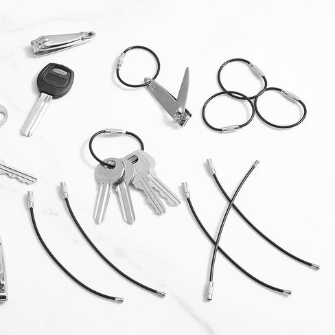 200pcs wire keychain cable stainless steel wire keychain cable key rings bulk metal wires luggage tag cables mini backpack keychains loop key rings for car keys diy keychains hardware in Saudi Arabia