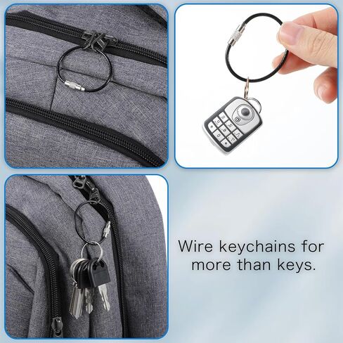 200pcs wire keychain cable stainless steel wire keychain cable key rings bulk metal wires luggage tag cables mini backpack keychains loop key rings for car keys diy keychains hardware in Saudi Arabia