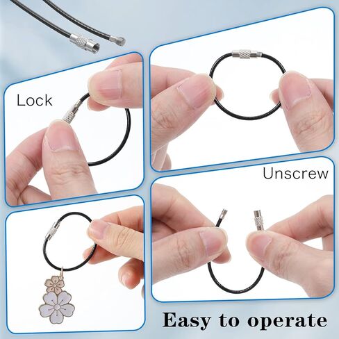 200pcs wire keychain cable stainless steel wire keychain cable key rings bulk metal wires luggage tag cables mini backpack keychains loop key rings for car keys diy keychains hardware in Saudi Arabia