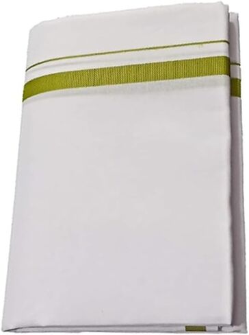 Shemass™ Men's Cotton White Dhoti with Elegant Color Border(1.8 mtrs single layer) in Saudi Arabia