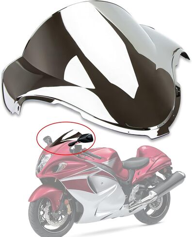 Windshield Windscreen Double Bubble for Hayabusa GSXR1300 1996-2007 1996 1997 1998 1999 2000 2001 2002 2003 2004 2005 2006 2007 (Chrome) in Saudi Arabia