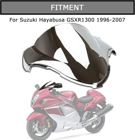 Windshield Windscreen Double Bubble for Hayabusa GSXR1300 1996-2007 1996 1997 1998 1999 2000 2001 2002 2003 2004 2005 2006 2007 (Chrome) in Saudi Arabia