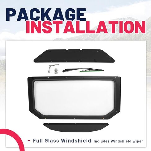 Full Glass Windshield Compatible with 2017+ Can Am Maverick X3 (See Fitment) W/Manual Wiper Front Windscreen Powder Coated Black in Saudi Arabia