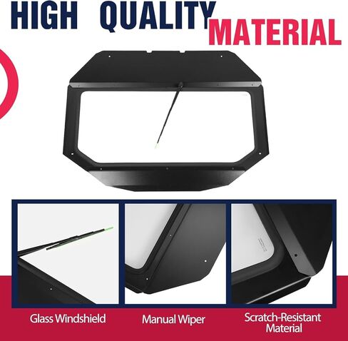 Full Glass Windshield Compatible with 2017+ Can Am Maverick X3 (See Fitment) W/Manual Wiper Front Windscreen Powder Coated Black in Saudi Arabia