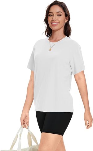 4 Pack Women Workout Gym T Shirts Tees, Basic Short Sleeve Loose Fit Crew Neck Tshirts Summer Tops in Saudi Arabia