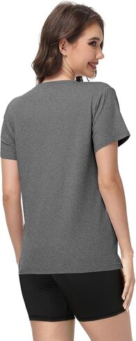 4 Pack Women Workout Gym T Shirts Tees, Basic Short Sleeve Loose Fit Crew Neck Tshirts Summer Tops in Saudi Arabia