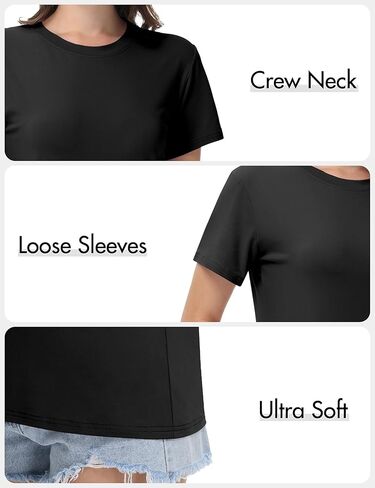 4 Pack Women Workout Gym T Shirts Tees, Basic Short Sleeve Loose Fit Crew Neck Tshirts Summer Tops in Saudi Arabia