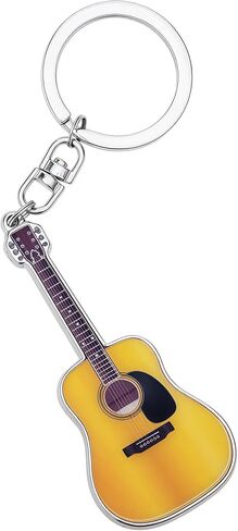 سلسلة مفاتيح جيتار - سلسلة مفاتيح جيتار من سبيكة الزنك مع فتاحة زجاجات، حلقة مفاتيح جيتار معدنية لمحبي موسيقى الجيتار، والموسيقيين، والأب (أصفر) in Kuwait