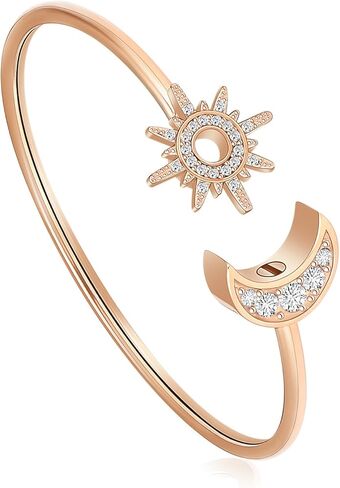 Oinsi Sun Moon Crescent Cuff Urn Bracelet Mental Bangle for Ashes Keepsake Opening Bracelet for Women and Men Urn to Hold Ashes for Love one in Saudi Arabia