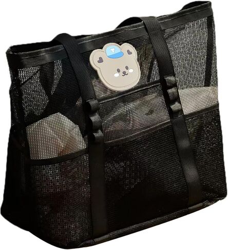 Mesh Beach Bag, Large Tote Bag with Zipper Pocket for Family, Toys &Vacation Essentials in Saudi Arabia